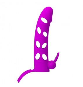 PRETTY LOVE - PowerMan Vibrating Extended Penis Sleeve (L:15.2cm - D:3.3cm)